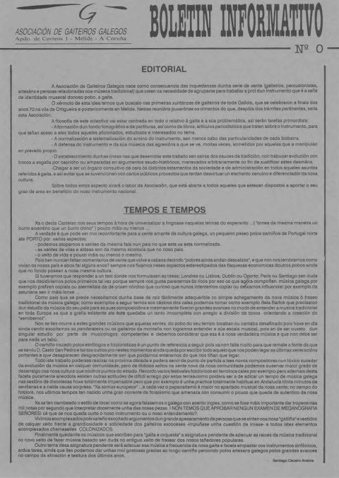 Portada do Boletín Informativo da AGG. Número 0